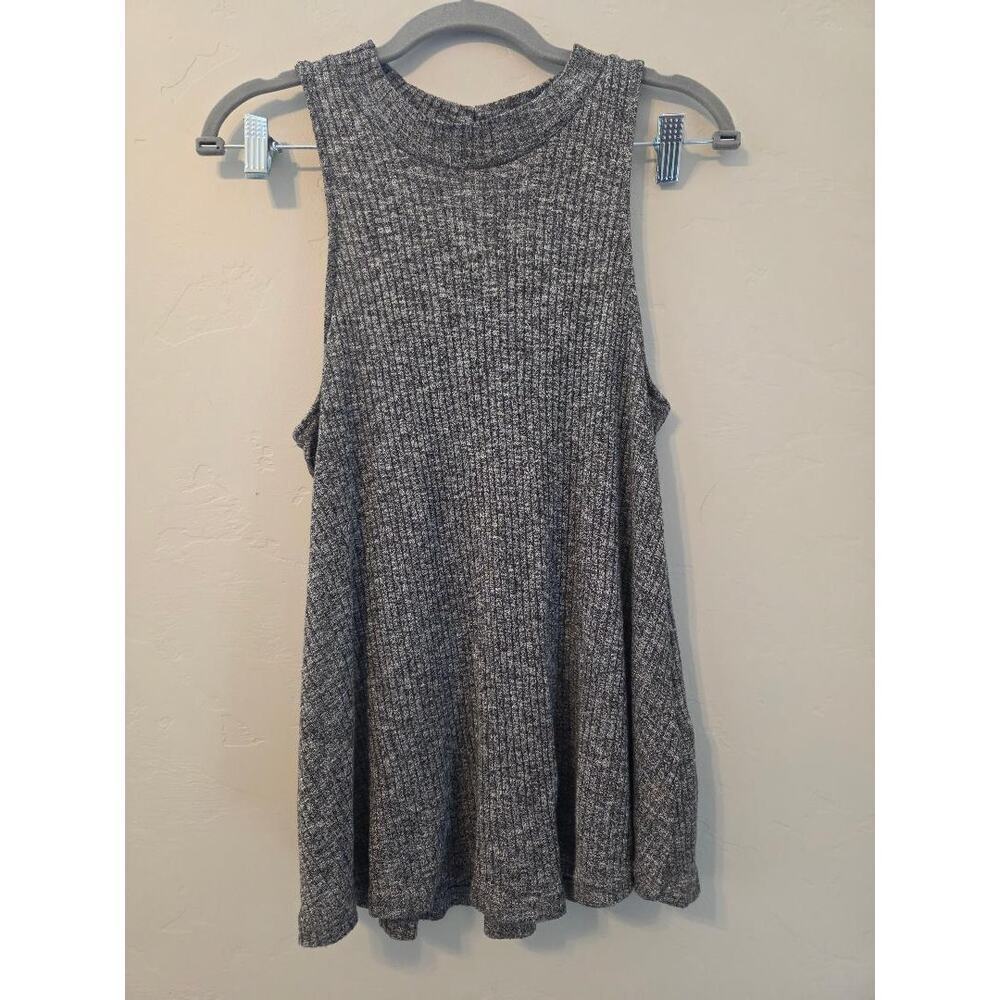Hollister Ribbed Tank Top Black/White High Neck Sleeveless Basic Soft L